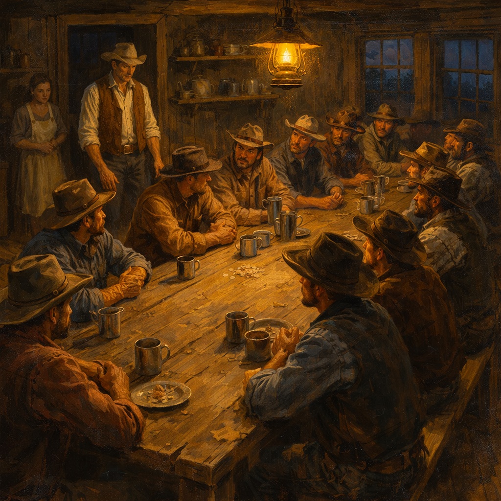 Men at the table wanting to help.