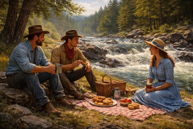 Jake, Colt,and Mary on a picnic